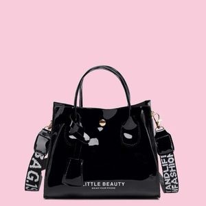 SHEIN Patent Faux Leather Graphic Bag